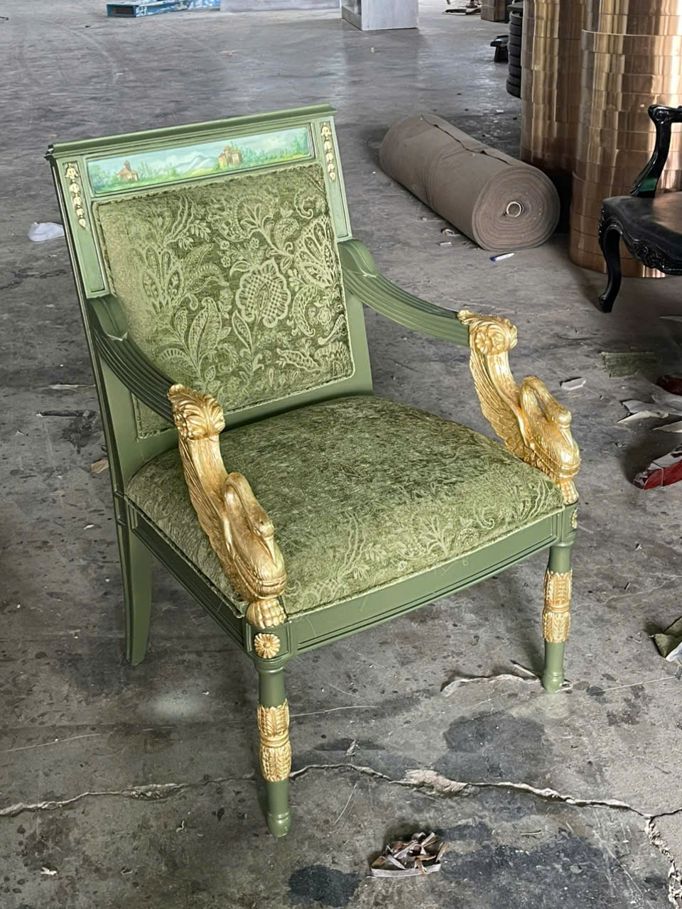 Ghế armchair tân cổ điển LOUIS XVI dát vàng